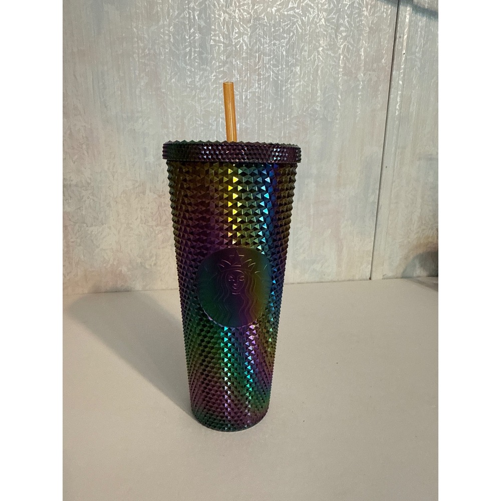 Starbucks Iridescent Oil Slick Studded Venti Cold Cup Tumbler 24oz 011145245